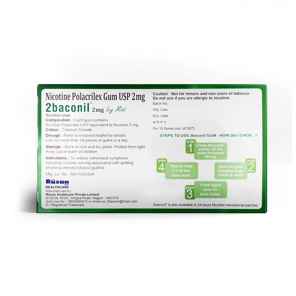 2baconil Nicotine Gum 2mg (Pack of 4)