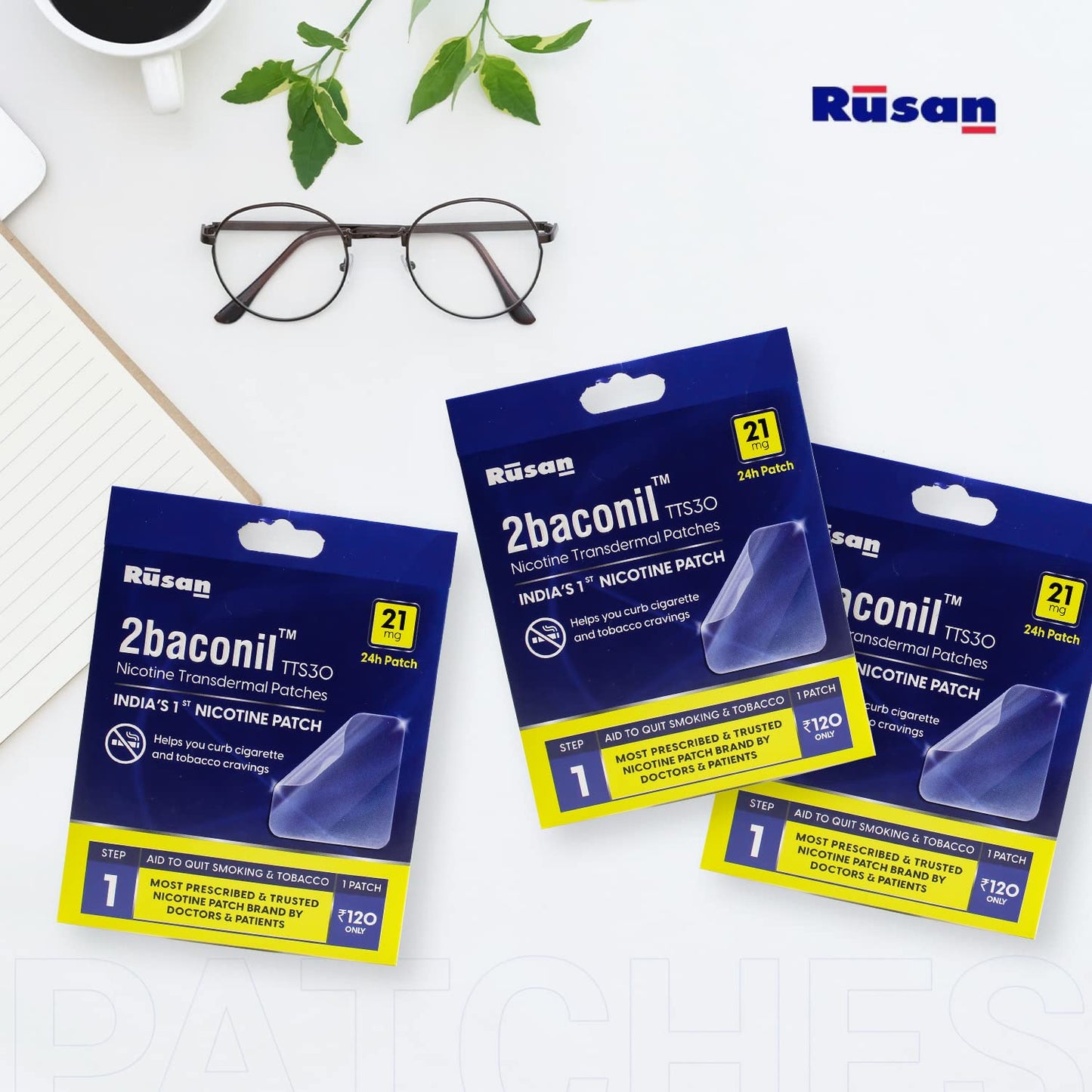 2baconil Nicotine Patch 21mg Step 1 (Trial Pack of 3)