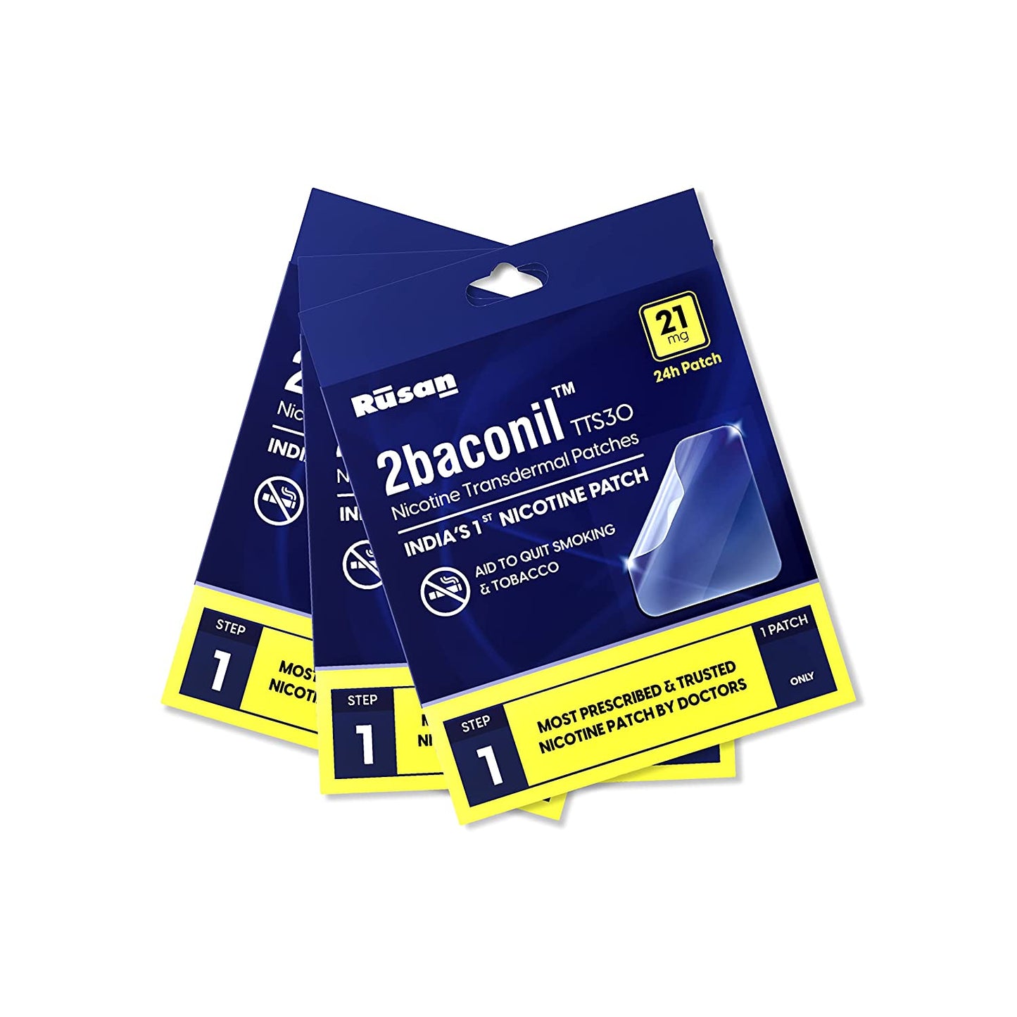 2baconil Nicotine Patch 21mg Step 1 (Trial Pack of 3)