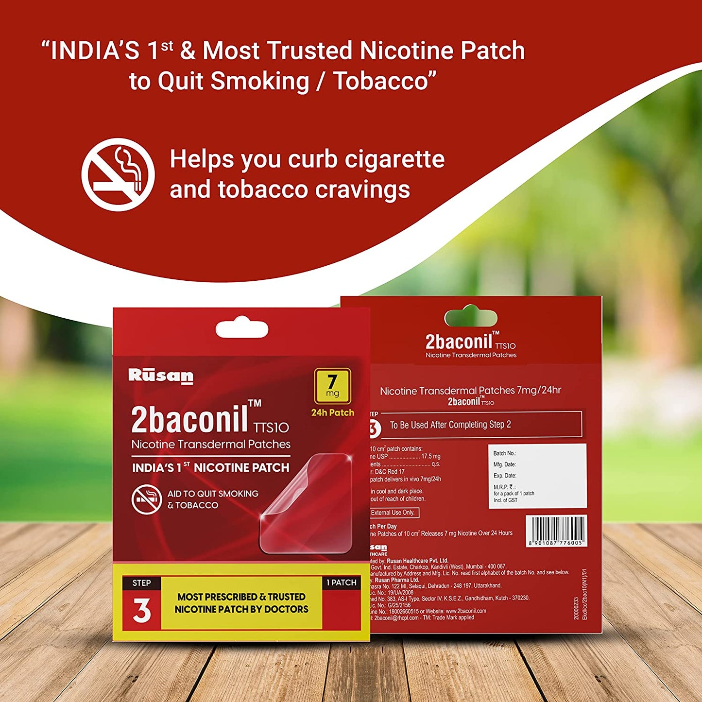 2baconil Nicotine Patch 7mg Step 3 (Trial Pack of 3)