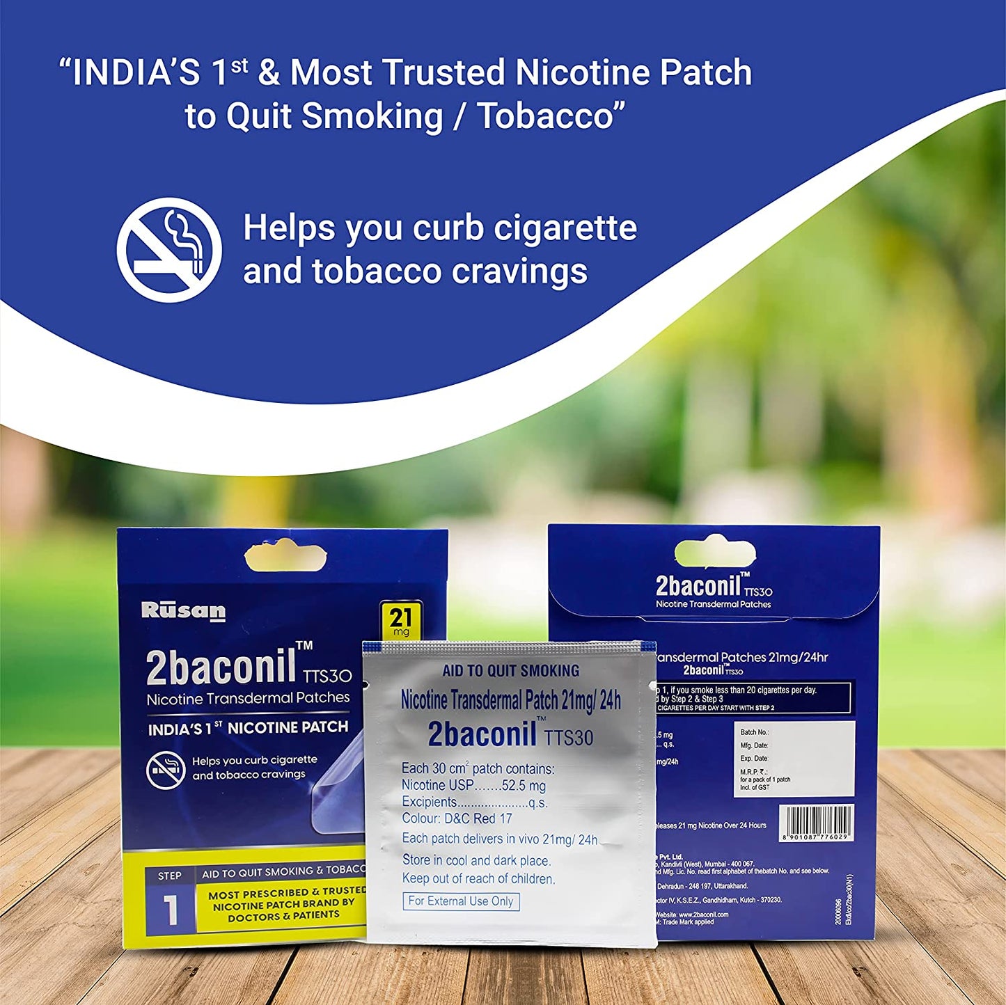 2baconil Nicotine Patch 21mg Step 1 (Trial Pack of 3)