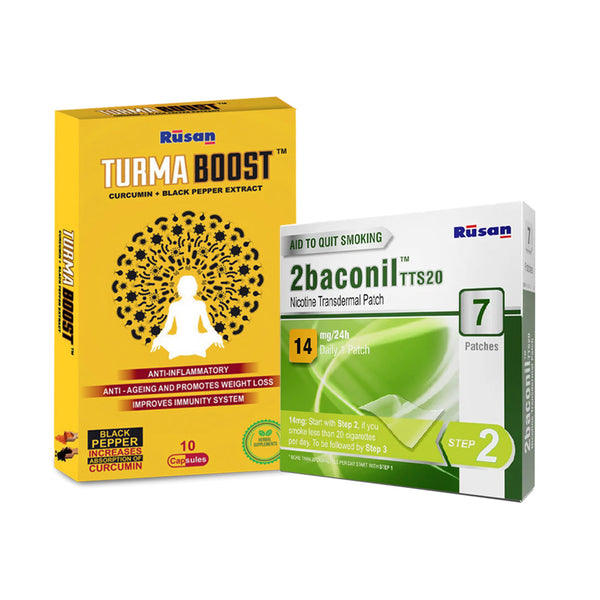 2baconil Nicotine Patch 14mg ( Pack of 1) + Turmaboost ( Pack of 1)