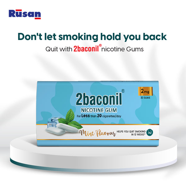 2baconil gums, 2mg, Mint flavour - tin, 90 gums ( pack of 3)