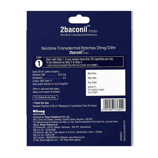2baconil Nicotine Patch 21mg Step 1 (Trial Pack of 3)