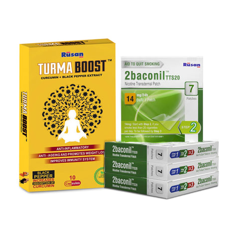 2baconil Nicotine Patch 14mg (Pack of 4) + FREE Turmaboost ( Pack of 1)