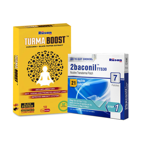 2baconil Nicotine Patch 21mg (Pack of 1) + Turmaboost ( Pack of 1)