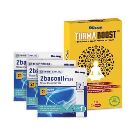 2baconil Nicotine Patch 21mg (Pack of 3) + Turmaboost ( Pack of 1)