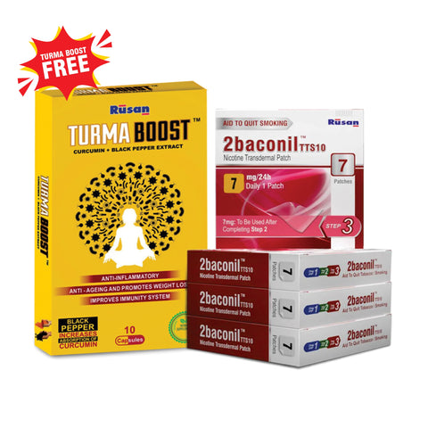 2baconil Nicotine Patch 7mg (Pack of 4) + Free Turmaboost (Pack of 1)