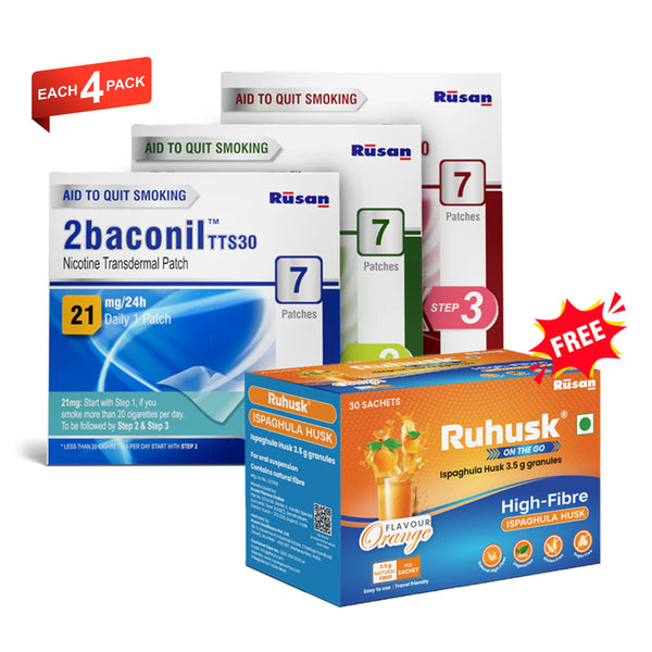 3 Months Therapy - For More than 20 Cigarettes + Free Ruhusk ( pack of 30 sachets )