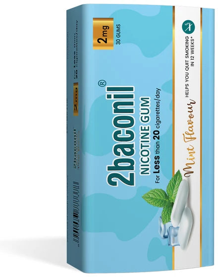 2baconil Nicotine Gum 2mg Mint flavour tin, 30 gums