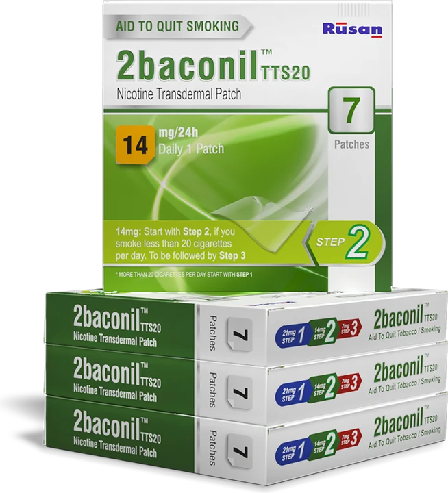2baconil 14 mg nicotine patch, Step 2, bundle of packs