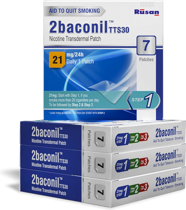 2baconil 21 mg nicotine patch, Step 1, bundle of packs